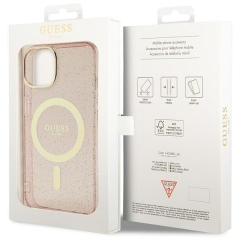 Guess GUHMP14MHCMCGP iPhone 14 Plus 6.7" różowy/pink hardcase Glitter Gold MagSafe