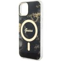 Guess GUHMP14MHTMRSK iPhone 14 Plus 6.7" czarny/black hardcase Golden Marble MagSafe