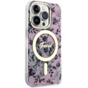 Guess GUHMP14XHCFWSP iPhone 14 Pro Max 6.7" różowy/pink hardcase Flower MagSafe