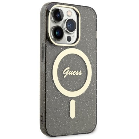 Guess GUHMP14XHCMCGK iPhone 14 Pro Max 6.7" czarny/black hardcase Glitter Gold MagSafe