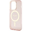 Guess GUHMP14XHCMCGP iPhone 14 Pro Max 6.7" różowy/pink hardcase Glitter Gold MagSafe