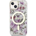 Guess GUHMP14SHCFWST iPhone 14 6.1" transparent hardcase Flower MagSafe