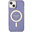 Guess GUHMP14SHCMCGU iPhone 14 6.1" purpurowy/purple hardcase Glitter Gold MagSafe