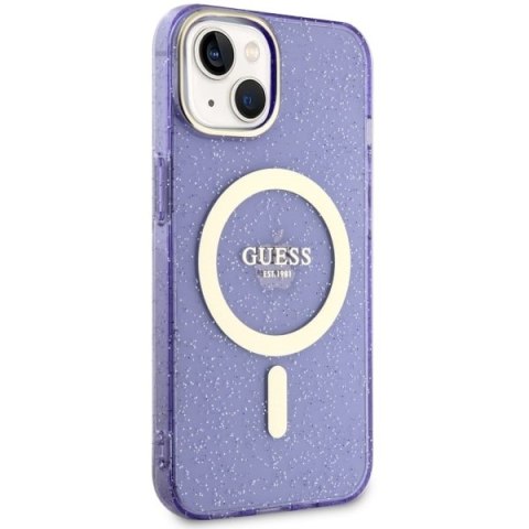 Guess GUHMP14SHCMCGU iPhone 14 6.1" purpurowy/purple hardcase Glitter Gold MagSafe