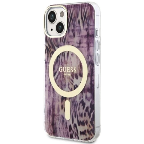 Guess GUHMP14SHLEOPWP iPhone 14 6.1" różowy/pink hardcase Leopard MagSafe