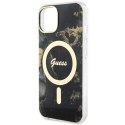 Guess GUHMP14SHTMRSK iPhone 14 6.1" czarny/black hardcase Golden Marble MagSafe