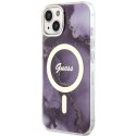 Guess GUHMP14SHTMRSU iPhone 14 6.1" purpurowy/purple hardcase Golden Marble MagSafe