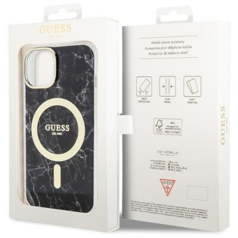 Guess GUHMP14SPCUMAK iPhone 14 6.1" czarny/black hardcase Marble MagSafe