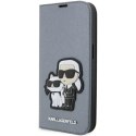 Karl Lagerfeld KLBKP14LSANKCPG iPhone 14 Pro 6.1" bookcase srebrny/silver Saffiano Karl & Choupette