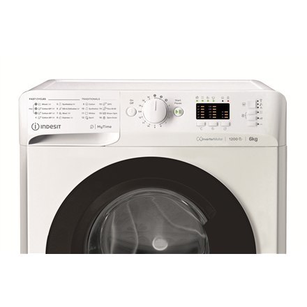 INDESIT | MTWSA 61294 WK EE | Pralka | Klasa efektywności energetycznej C | Ładowana od frontu | Pojemność prania 6 kg | 1151 ob