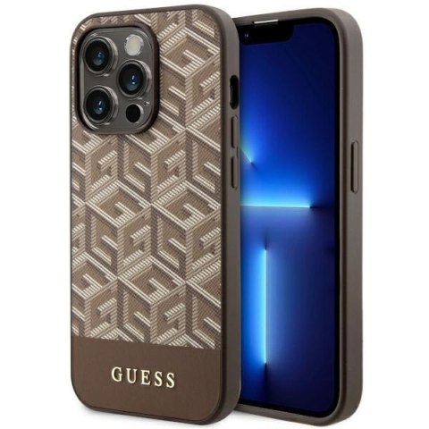 Guess GUHMP14LHGCFSEW iPhone 14 Pro 6.1" brązowy/brown hard case GCube Stripes MagSafe