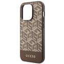 Guess GUHMP14LHGCFSEW iPhone 14 Pro 6.1" brązowy/brown hard case GCube Stripes MagSafe