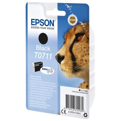 Epson oryginalny ink / tusz C13T07114022, black, blistr z ochroną, 7,4ml, Epson D78, DX4000, DX4050, DX5000, DX5050, DX6000, DX6