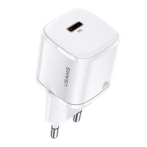 Ładowarka sieciowa Usams T36 mini 20W 1xUSB-C PD 3.0 bez kabla - biała